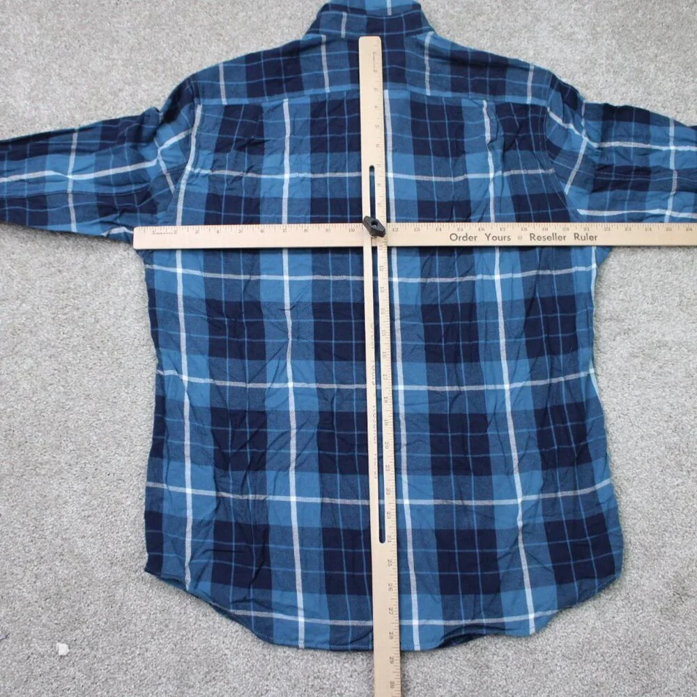 J. Crew Shirt NWT Mens Medium Blue Plaid Flannel‎ 100% Cotton Long Sleeve Button